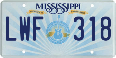 MS license plate LWF318