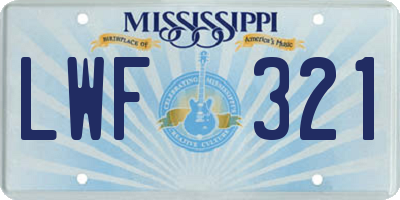 MS license plate LWF321