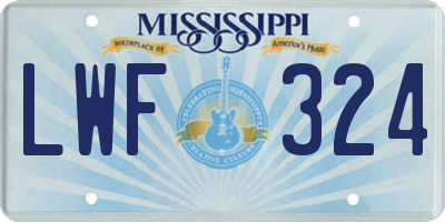 MS license plate LWF324