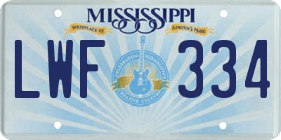 MS license plate LWF334