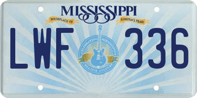 MS license plate LWF336