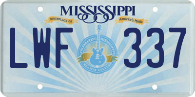 MS license plate LWF337