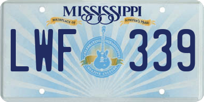 MS license plate LWF339