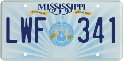 MS license plate LWF341