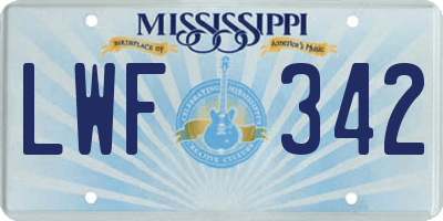 MS license plate LWF342