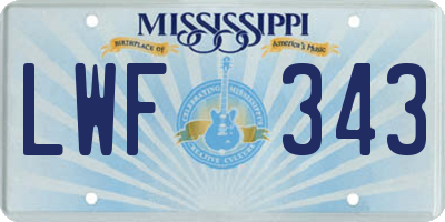 MS license plate LWF343