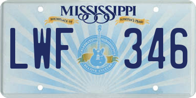 MS license plate LWF346