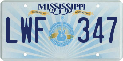 MS license plate LWF347