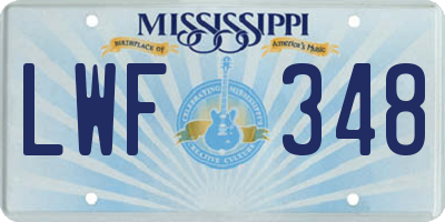MS license plate LWF348