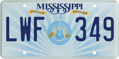 MS license plate LWF349