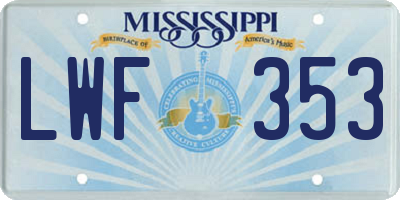 MS license plate LWF353