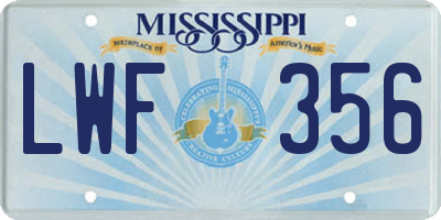 MS license plate LWF356