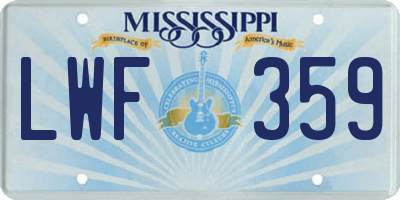MS license plate LWF359