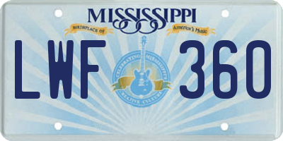 MS license plate LWF360