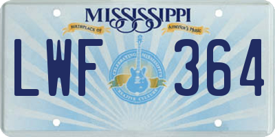 MS license plate LWF364