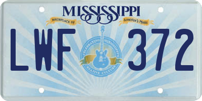 MS license plate LWF372