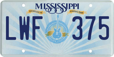 MS license plate LWF375