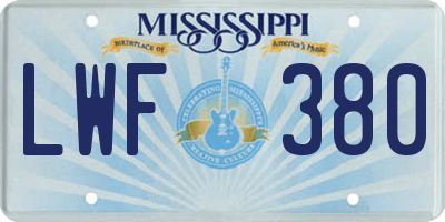 MS license plate LWF380