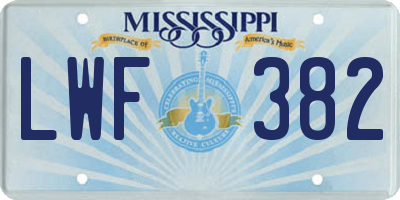 MS license plate LWF382