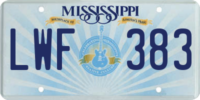 MS license plate LWF383