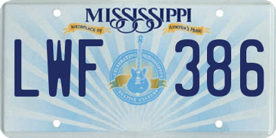 MS license plate LWF386
