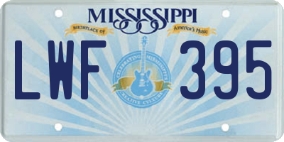 MS license plate LWF395