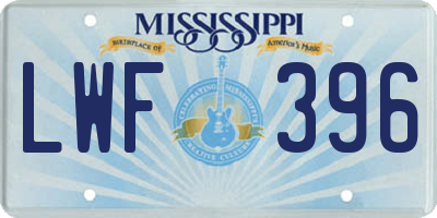 MS license plate LWF396