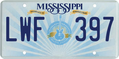 MS license plate LWF397