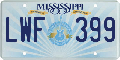 MS license plate LWF399