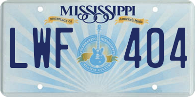 MS license plate LWF404