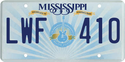 MS license plate LWF410