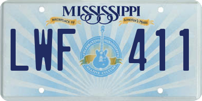 MS license plate LWF411