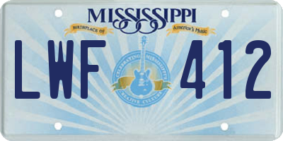 MS license plate LWF412