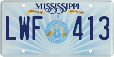 MS license plate LWF413