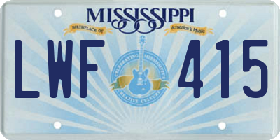 MS license plate LWF415