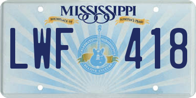 MS license plate LWF418