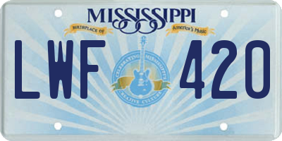 MS license plate LWF420