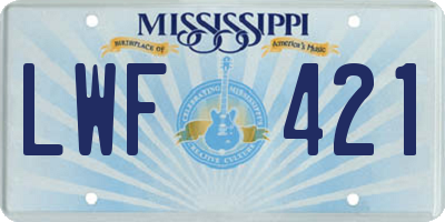 MS license plate LWF421