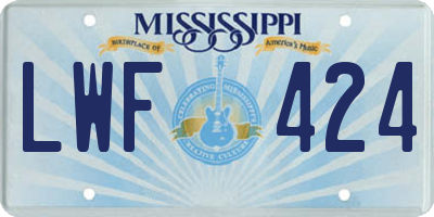 MS license plate LWF424