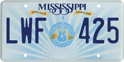 MS license plate LWF425
