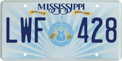 MS license plate LWF428