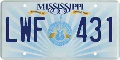 MS license plate LWF431