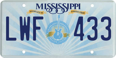MS license plate LWF433