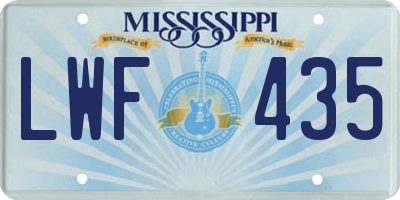 MS license plate LWF435