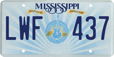 MS license plate LWF437