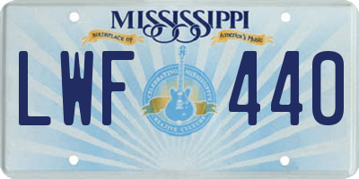 MS license plate LWF440