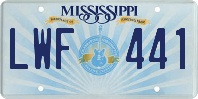 MS license plate LWF441