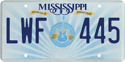 MS license plate LWF445