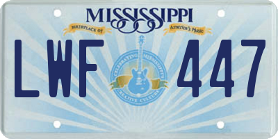 MS license plate LWF447