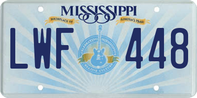 MS license plate LWF448